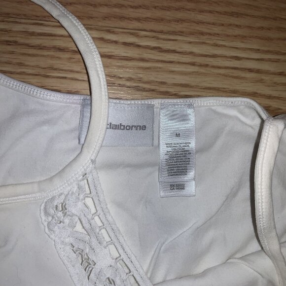 White Liz Clairborne Tank Top Undershirt Crop Top Adult Medium - Picture 2 of 2